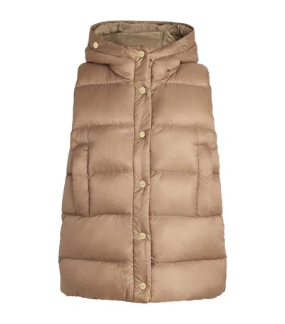 Max Mara Down Reversible Quilted Gilet In Beige