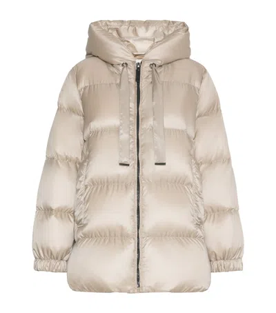 Max Mara Down-filled Quilted Coat In Neutral