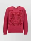 Max Mara Dragon Motif Crew Neck Sweater With Beaded Embellishments