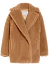 Max Mara Dramma Short Teddy Camel Silk Coats Beige In Brown