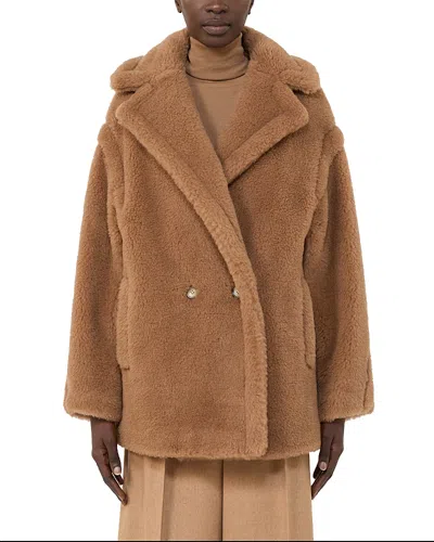 Max Mara Dramma Short Teddy Coat In Brown