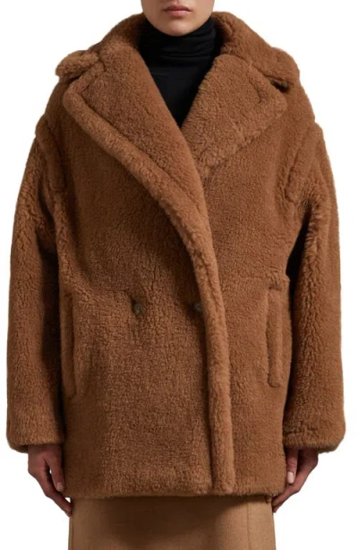 Max Mara Teddy Bear Camel Hair And Silk Peacoat In Brown
