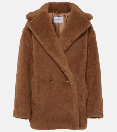 Max Mara Dramma Wool And Silk Teddy Jacket In Beige