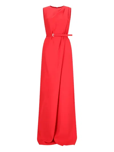 Max Mara Drape-detail Belted Jumpsuit In Red