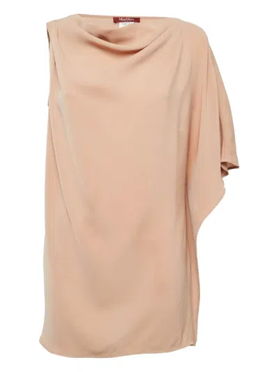 Pre-owned Max Mara Draped Asymmetric Blouse In Neutral