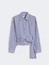 Max Mara Draped Cotton Shirt In Blue