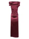 Max Mara Long Dress With Side Slit And Ruching In Red