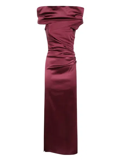 Max Mara Satin Dress In Burgundy