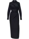 Max Mara Draped-detailing Midi Dress In 黑色