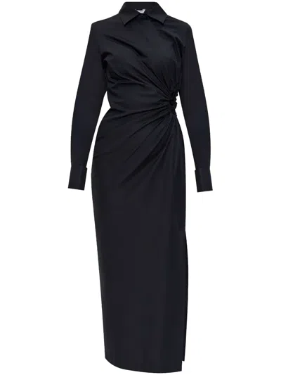 Max Mara Draped-detailing Midi Dress In 黑色