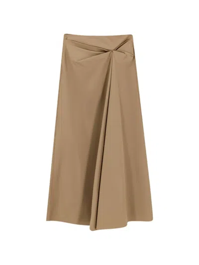 Max Mara Draped Flared Asymmetric Skirt In Brown