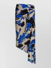 Max Mara Draped Floral Ruched Asymmetric Hem Skirts In Blue