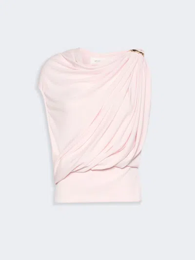 Max Mara Draped Fluid Jersey Top In Pink