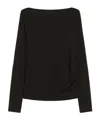 Max Mara Draped Jersey T-shirt In Black