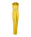Max Mara Front Draped Dress With Metal Ring Accent In Yellow