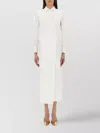 Max Mara Waist Belted French Cuffs Long Sleeve Midi Dress In White