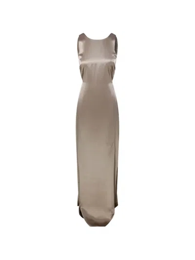 Max Mara Draped Maxi Dress In Gray