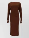 Max Mara Viscose Draped Gown With Statement Draping In Brown