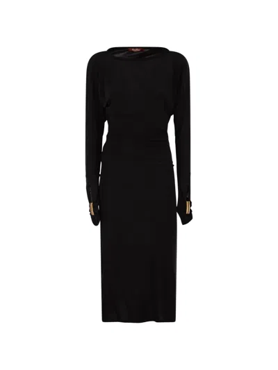 Max Mara Draped Midi Dress In Black