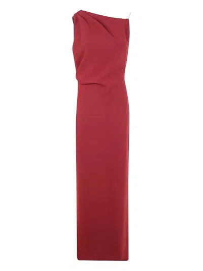 Max Mara Draped One-shoulder Maxi Dress In Red