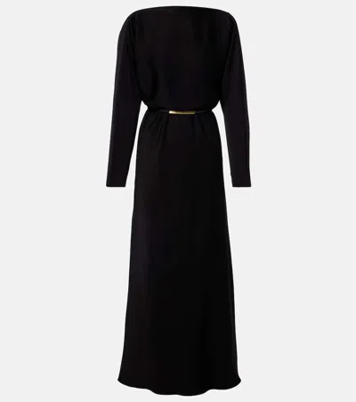 Max Mara Draped Satin Gown In Black