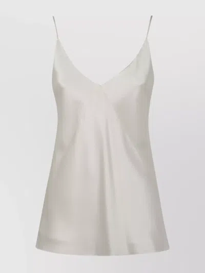 Max Mara Draped Silk Sleeveless V-neck Top In Neutral