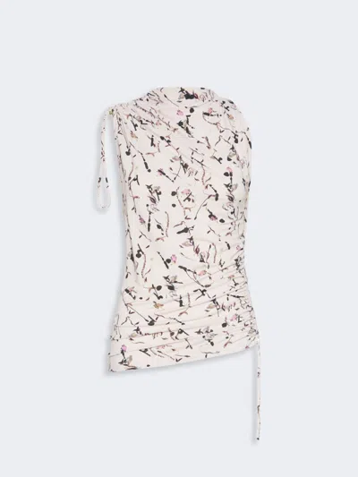 Max Mara Draped Viscose Jersey Asymmetrical Top In Neutral