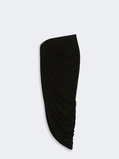 Max Mara Draped Viscose Skirt In Black