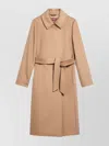 Max Mara Draped Wool Coat With Belt And Pockets In Burgundy