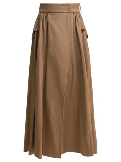 Max Mara Draped Wrap Midi Skirt Skirts Brown