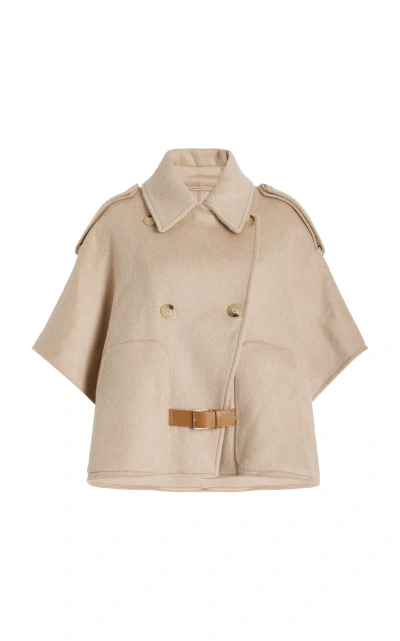 Max Mara Drava Cotton Trench Cape In Khaki