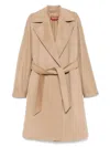 Max Mara Belted Coat In Sand