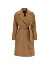 Max Mara Dravenna Belted Wool Coat In Brown