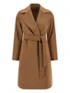 Max Mara Dravenna Lapel Belted Coat In Brown