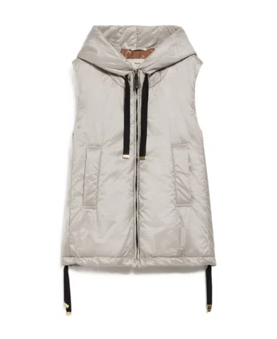 Max Mara Draw Rope And Hooded Vest In Gray