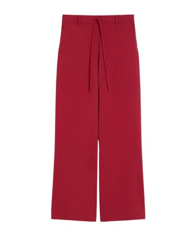 Max Mara Drawstring Straight-leg Trousers In Burgundy