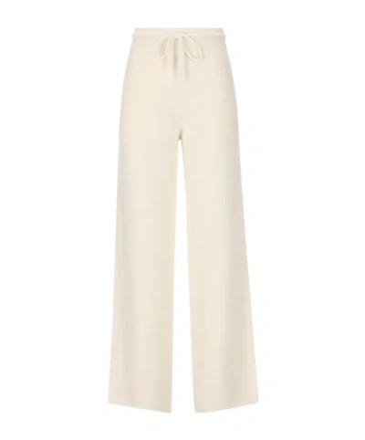Max Mara Drawstring Casual Pants In White
