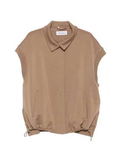 Max Mara Drawstring High-neck Gilet In Nude