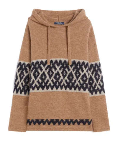 Max Mara 's  Drawstring Knitted Hoodie In Brown