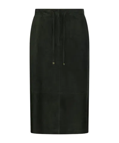 Max Mara Drawstring Midi Skirt In Black
