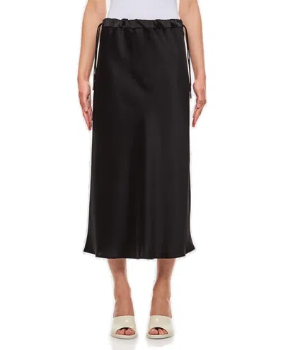 Max Mara Drawstring Midi Skirt In Black