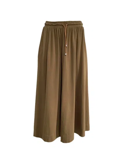 Pre-owned Max Mara Drawstring Midi Skirt In Brown