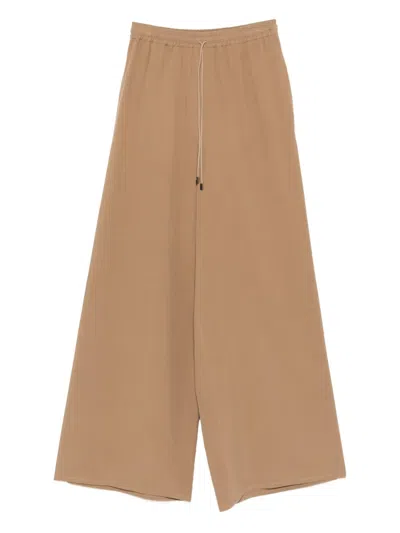 Max Mara Drawstring Palazzo Pants In Brown