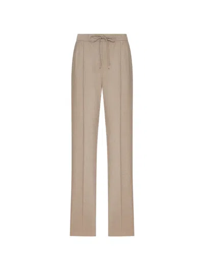 Max Mara Drawstring Pressed-crease Trousers In Brown