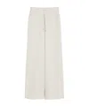 Max Mara Wool Twill Drawstring Trousers In White