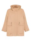 Max Mara Drawstring-waist Hooded Coat In Brown