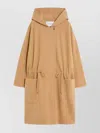 Max Mara Drawstring Waist Hooded Coat In Neutrals