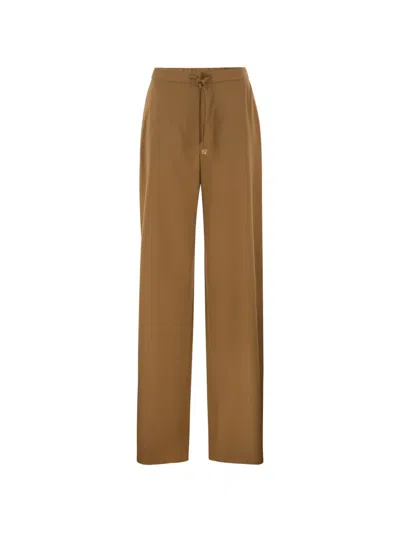 Max Mara Drawstring Wide-leg Trousers In Brown
