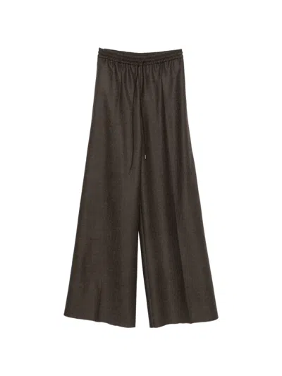 Max Mara Drawstring Wide-leg Trousers In Brown