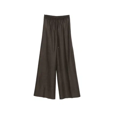 Max Mara Drawstring Wide-leg Trousers In Brown
